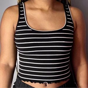 Black & White Striped Crop Top